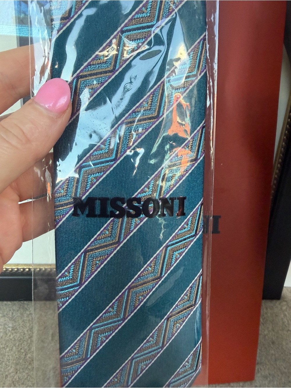 MISSONI Striped Tie with Sleeve Packaging